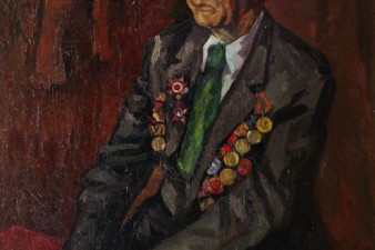 Павел Самсонович Кротченко – строитель военных переправ. 1984. Холст, масло. 120х100. ВОКГ